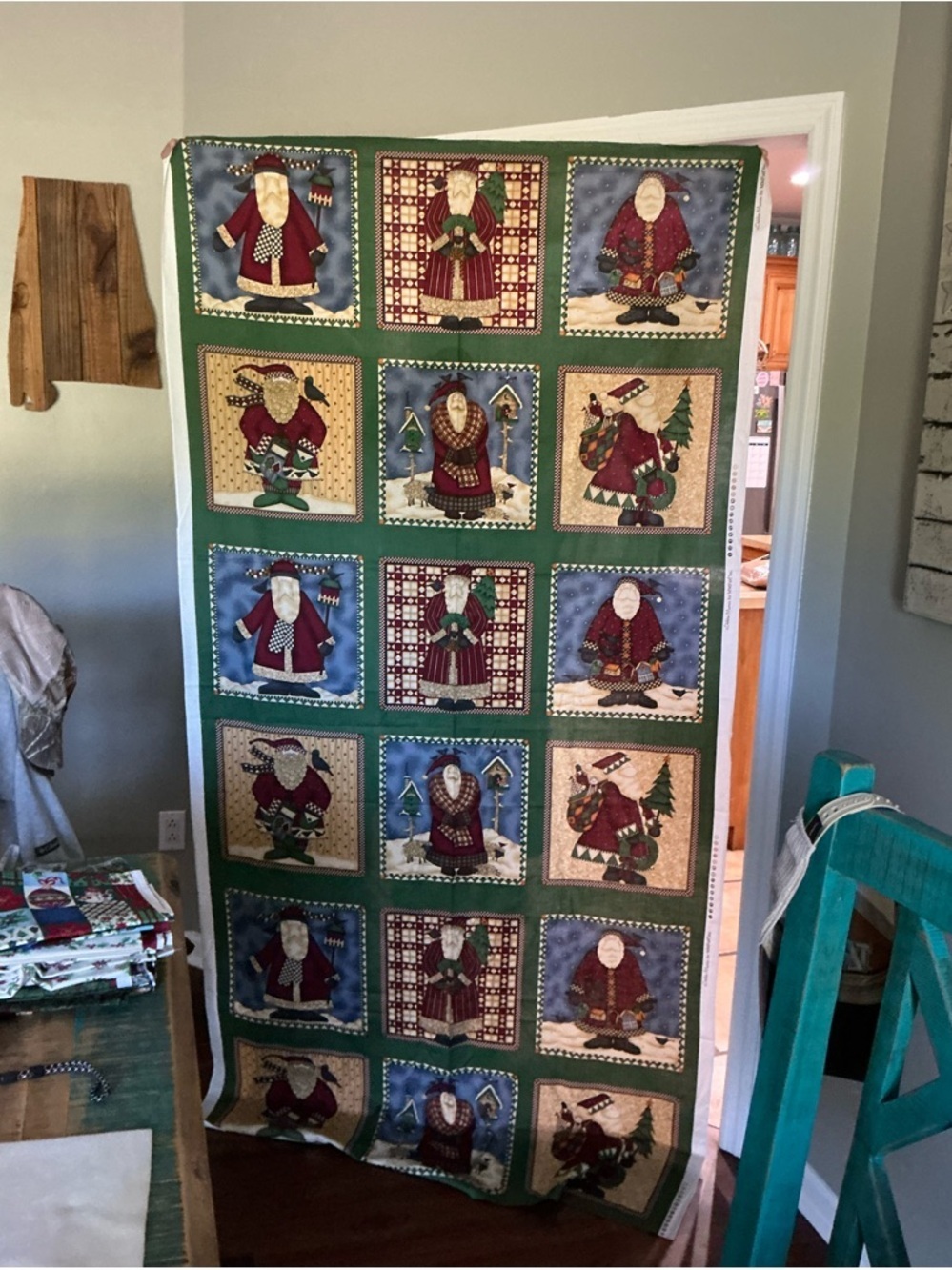 Holiday Santa Patchwork fabric for sewing, 2 1/2 yards